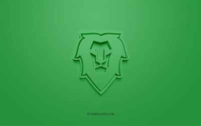 BK Mlada Boleslav, Czech ice hockey club, creative 3D logo, green background, Czech Extraliga, Mlada Boleslav, Czech Republic, 3d art, ice hockey, BK Mlada Boleslav 3d logo