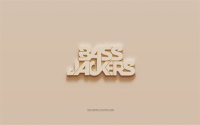 Bassjackers logosu, kahverengi al&#231;ı arka plan, Bassjackers 3d logosu, m&#252;zisyenler, Bassjackers amblemi, 3d sanat, Bassjackers