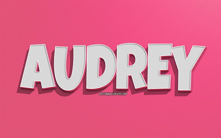 Audrey, pembe &#231;izgiler arka plan, isimli duvar kağıtları, Audrey adı, kadın isimleri, Audrey tebrik kartı, &#231;izgi sanatı, Audrey isimli resim