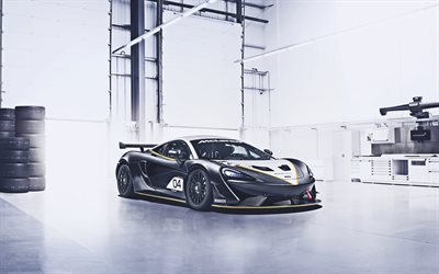 McLaren 570S GT4, 4k, garage, 2021 cars, hypercars, 2021 McLaren 570S, supercars, McLaren