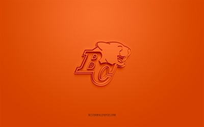 bc lions, kanadischer fu&#223;ballverein, kreatives 3d-logo, orange hintergrund, kanadische fu&#223;ballliga, vancouver, kanada, cfl, amerikanischer fu&#223;ball, bc lions 3d-logo