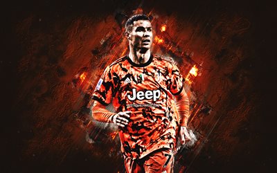 Cristiano Ronaldo, CR7, Juventus FC, retrato, uniforme laranja Juventus, Serie A, It&#225;lia, futebol