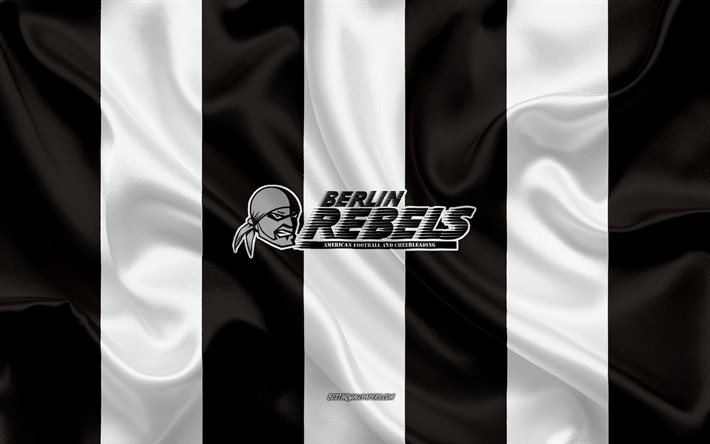 Berlin Rebels, German American Football Club, GFL, svart vit sidenflagga, Berlin Rebels logo, German Football League, American Football, Berlin, Germany