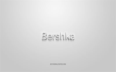 Bershka logo, white background, Bershka 3d logo, 3d art, Bershka, brands logo, white 3d Bershka logo