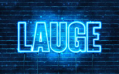Lauge, 4k, wallpapers with names, Lauge name, blue neon lights, Happy Birthday Lauge, popular danish male names, picture with Lauge name
