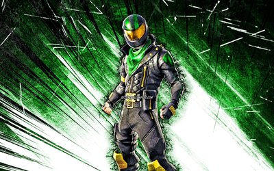 4k, Lucky Rider, grunge art, Fortnite Battle Royale, Fortnite characters, green abstract rays, Lucky Rider Skin, Fortnite, Lucky Rider Fortnite
