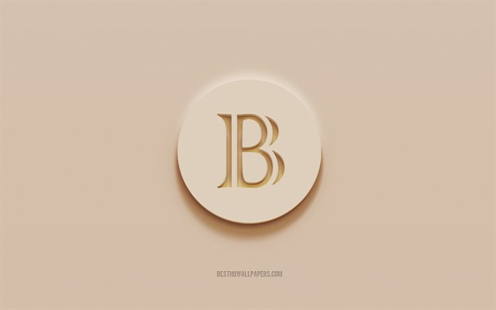 Logo BlackCoin, sfondo di gesso marrone, logo 3d BlackCoin, criptovaluta, emblema BlackCoin, arte 3d, BlackCoin
