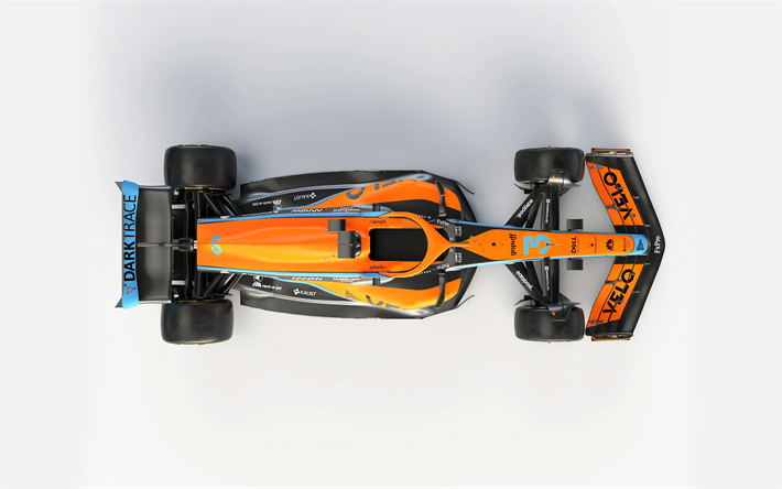 2022, Formule 1, McLaren MCL36, ext&#233;rieur, vue de dessus, F1 2022 voitures de course, McLaren F1 Team, MCL36, voitures de course
