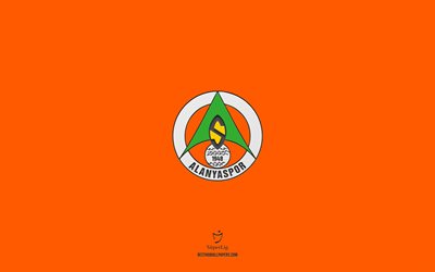 Alanyaspor, orange background, Turkish football team, Alanyaspor emblem, Super Lig, Turkey, football, Alanyaspor logo