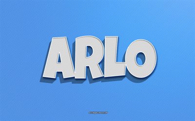 Arlo, blue lines background, wallpapers with names, Arlo name, male names, Arlo greeting card, line art, picture with Arlo name