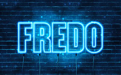 Fredo, 4k, wallpapers with names, Fredo name, blue neon lights, Fredo Birthday, Happy Birthday Fredo, popular italian male names, picture with Fredo name