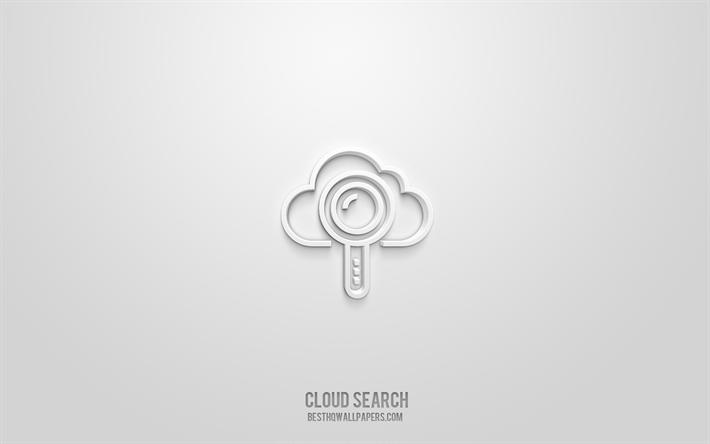 Ic&#244;ne Cloud Search 3d, fond blanc, symboles 3d, bl&#233;, ic&#244;nes de r&#233;seaux, ic&#244;nes 3d, signe Cloud Search, ic&#244;nes 3d de r&#233;seaux