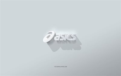 asics-logo, wei&#223;er hintergrund, asics 3d-logo, 3d-kunst, asics, 3d-asics-emblem