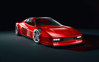 Ferrari Testarossa, 4k, eski arabalar, 1984 arabalar, HDR, s&#252;per arabalar, 1984 Ferrari Testarossa, İtalyan arabaları, Ferrari