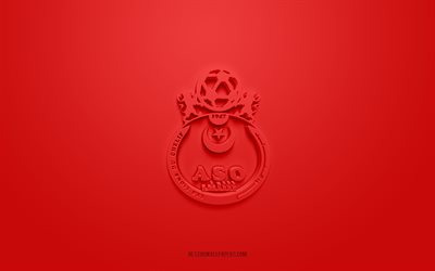 ASO Chlef, creative 3D logo, red background, Algerian football club, Ligue Professionnelle 1, Chlef, Algeria, 3d art, football, ASO Chlef 3d logo