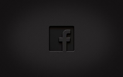 Facebook carbon logo, 4k, grunge art, carbon background, creative, Facebook black logo, social network, Facebook logo, Facebook
