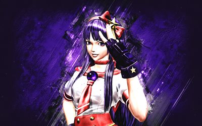 Athena Asamiya, The King of Fighters XI, portre, anime karakterleri, mor taş arka plan, The King of Fighters karakterleri, Psycho Soldier, The King of Fighters