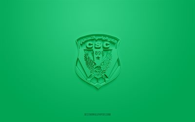 CS Constantine, kreativ 3D-logotyp, gr&#246;n bakgrund, algerisk fotbollsklubb, Ligue Professionnelle 1, Constantine, Algeriet, 3d-konst, fotboll, CS Constantine 3d-logotyp