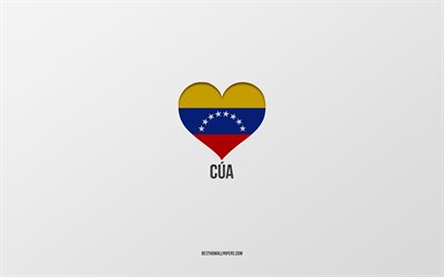 Cua&#39;yı Seviyorum, Kolombiya şehirleri, Cua G&#252;n&#252;, gri arka plan, Cua, Kolombiya, Kolombiya bayrağı kalp, favori şehirler, Cua Aşk