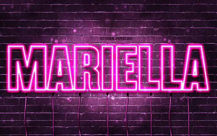 Mariella, 4k, wallpapers with names, female names, Mariella name, purple neon lights, Mariella Birthday, Happy Birthday Mariella, popular italian female names, picture with Mariella name
