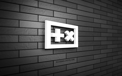 Logo Martin Garrix 3D, 4K, Martijn Gerard Garritsen, muro di mattoni grigi, creativo, stelle della musica, logo Martin Garrix, DJ olandesi, arte 3D, Martin Garrix