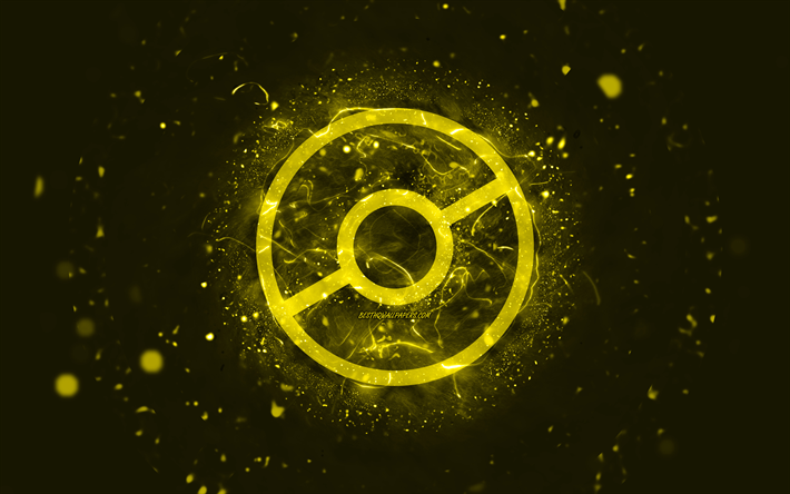 ポケモンGOイエローのロゴ, 4k, 黄色のネオンライト, creative クリエイティブ, 黄色の抽象的な背景, ポケモンGOロゴ, ƒIƒ“ƒ‰ƒCƒ“ƒQ[ƒ€, ポケモンGO