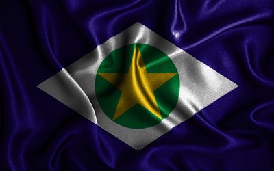 マットグロッソ, 4k, シルクの波状の旗, ブラジルの州, マットグロッソの日, ファブリックフラグ, マットグロッソの旗, 3Dアート, アジア, マレーシアの州, マットグロッソ3D旗, マレーシア
