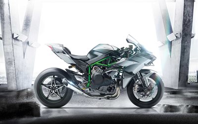 2022, Kawasaki Ninja H2R, vista laterale, esterno, moto sportiva, argento Ninja H2R, moto sportive, Kawasaki