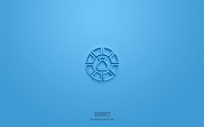 Budget 3d icon, blue background, 3d symbols, Budget, business icons, 3d icons, Budget sign, business 3d icons