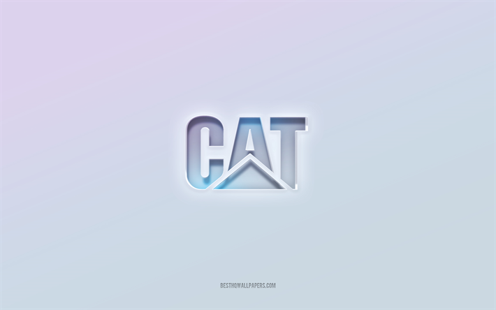Logo CAT, texte 3d d&#233;coup&#233;, fond blanc, logo CAT 3d, embl&#232;me CAT, CAT, logo en relief, embl&#232;me CAT 3d, Caterpillar
