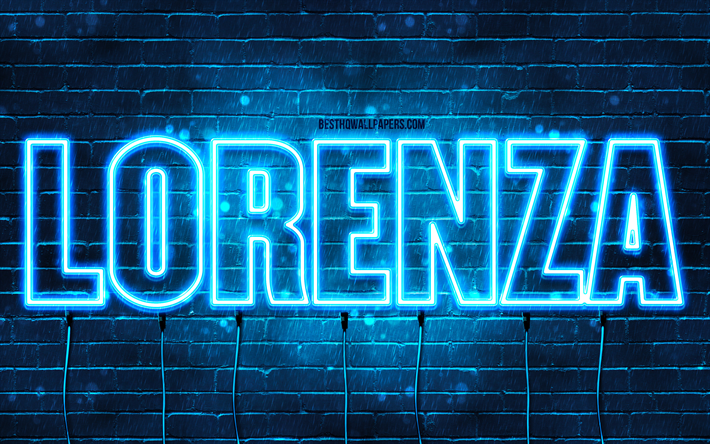 Lorenza, 4k, sfondi con nomi, nome Lorenza, luci neon blu, compleanno Lorenza, buon compleanno Lorenza, nomi maschili italiani popolari, foto con nome Lorenza