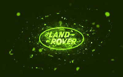Land Rover lime logo, 4k, lime neon lights, creative, lime abstract background, Land Rover logo, cars brands, Land Rover
