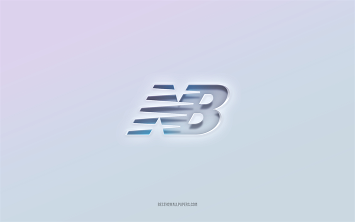 New Balance logo, cut out 3d text, white background, New Balance 3d logo, New Balance emblem, New Balance, embossed logo, New Balance 3d emblem