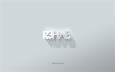 R3hab logo, white background, R3hab 3d logo, 3d art, R3hab, 3d R3hab emblem