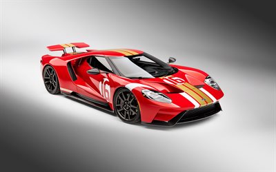 2022, Ford GT, Alan Mann Heritage Edition, 4k, exterior, front view, red supercar, Ford GT tuning, american sports cars, Ford