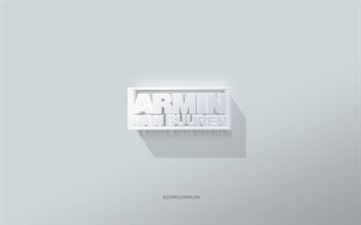 Logo Armin van Buuren, fond blanc, logo 3d Armin van Buuren, art 3d, Armin van Buuren, embl&#232;me 3d Armin van Buuren