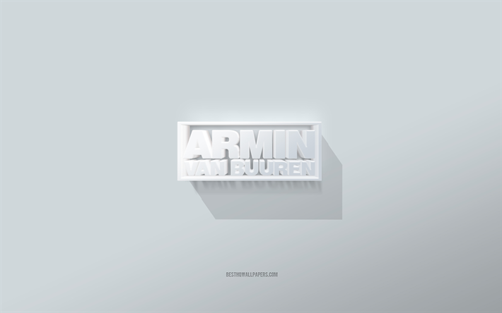 Armin van Buuren logotyp, vit bakgrund, Armin van Buuren 3d logotyp, 3d konst, Armin van Buuren, 3d Armin van Buuren emblem