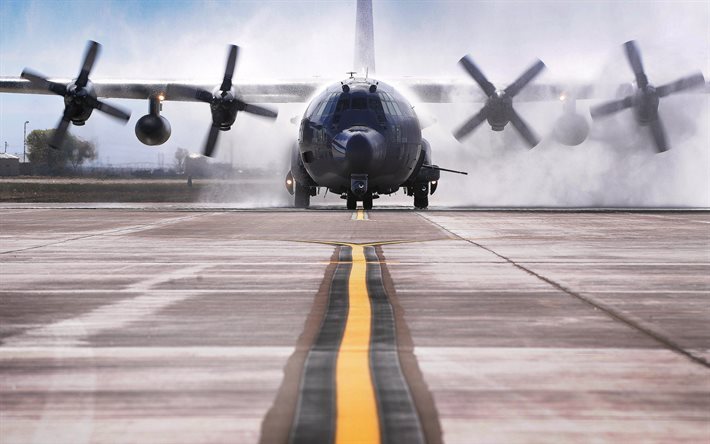 Lockheed AC-130W Stinger II, transport planes, runway, military aircraft, MC-130W Dragon Spear
