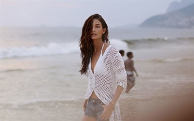 Lily Aldridge, 4k, top-models, photoshoot, Michael Kors, beauty, beach