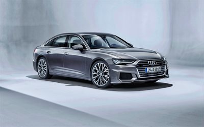 Audi A6, 2019, quattro S, business class, luxury sedan, exterior, new silver A6, German cars, Audi