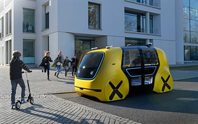 Volkswagen Sedric, 2018, Scuola Bus, Self Driving Car, auto elettrica, auto del futuro, Volkswagen
