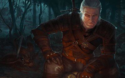 Witcher 3 Wild Hunt, merkki&#228;, art, Geralt, Witcher