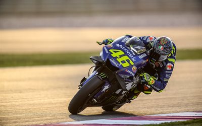 Valentino Rossi, 4k, MotoGP, 2018 motos, pista de rolamento, sportsbikes, A Yamaha yzr-M1, Michelin, motociclista, A Movistar Yamaha