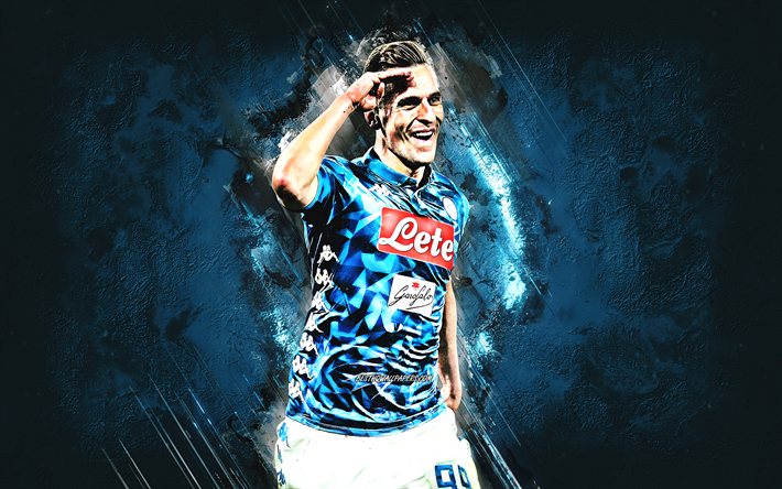 Arkadiusz Milik, Napoli, striker, blue stone, portrait, famous footballers, football, polish footballers, grunge, Serie A, Italy