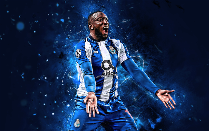 Moussa Marega, objetivo, FC Porto, Primeira Liga, mali jogadores de futebol, luzes de neon, Marega, alegria, futebol