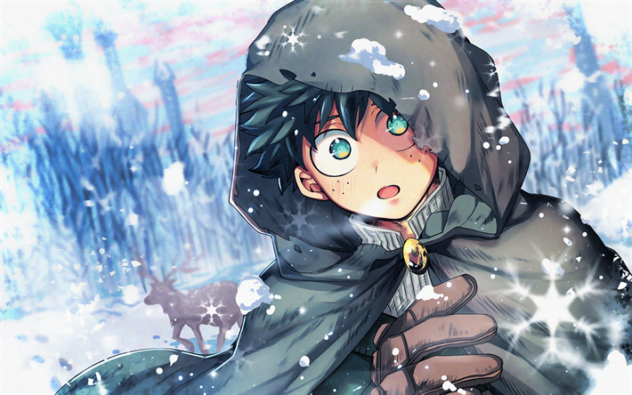 Deku, winter, manga, Izuku Midoriya, artwork, My Hero Academia