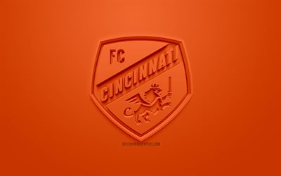 FC Cincinnati, creative 3D logo, orange background, 3d emblem, American football club, MLS, Cincinnati, Ohio, USA, Major League Soccer, 3d art, football, 3d logo, soccer
