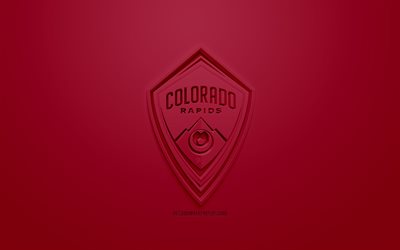 Colorado Rapids, kreativa 3D-logotyp, vinr&#246;d bakgrund, 3d-emblem, Amerikansk football club, MLS, Denver, Colorado, USA, Major League Soccer, 3d-konst, fotboll, snygg 3d-logo