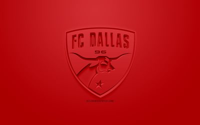 FC Dallas, creative 3D logo, red background, 3d emblem, American football club, MLS, Dallas, Texas, USA, Major League Soccer, 3d art, football, stylish 3d logo, soccer