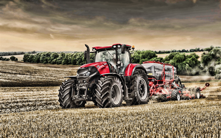 Case IH Optum 300 CVX, 4k, lannoite aloilla, 2019 traktorit, maatalouskoneiden, uusi Optum 300 CVX, HDR, maatalous, sato, traktorin alalla, Tapauksessa